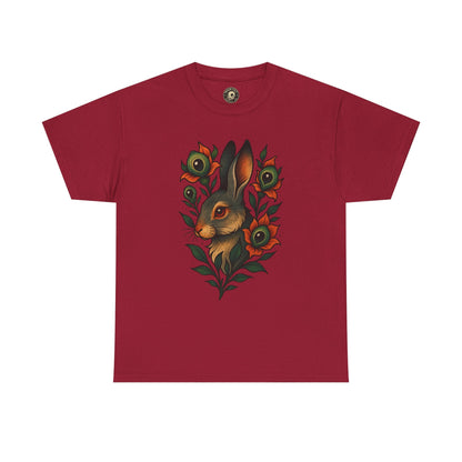 Whimsical Rabbit Floral Tee, Nature Lover Gift, Casual Wear, Eco-Friendly Fashion, Unique Graphic T-Shirt, Year-Round Style