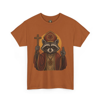 Holy Raccoon Pope Shirt – Funny Cult Priest Graphic Tee – Gildan 5000 Unisex