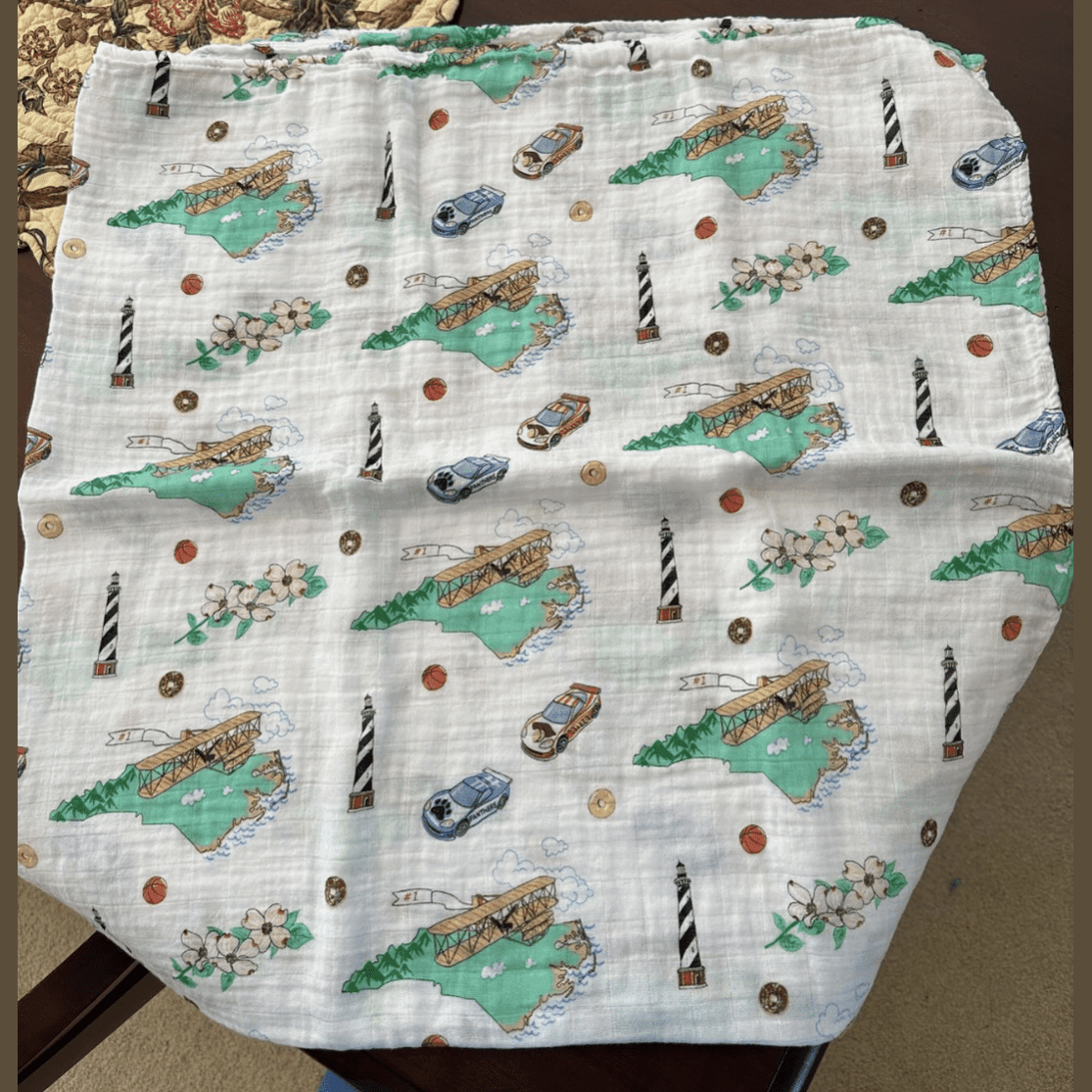 North Carolina Baby Muslin Swaddle Receiving Blanket Extra Large 47 x 47