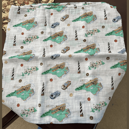 North Carolina Baby Muslin Swaddle Receiving Blanket Extra Large 47 x 47