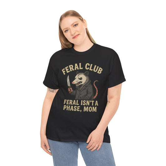 Feral Club Tee - Unisex Heavy Cotton Shirt, Funny Graphic T-Shirt, Gift for Mom, Casual Wear, Easygoing Lifestyle