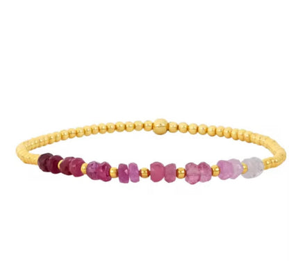 Gold Beaded Crystal Waterproof Non-Tarnish Bracelets