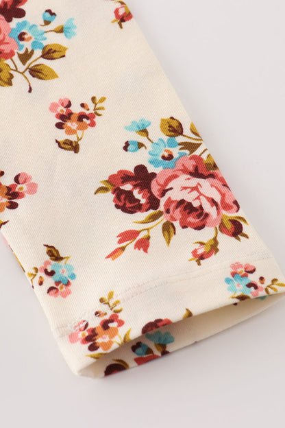 Platinum rust floral print ruffle tunic