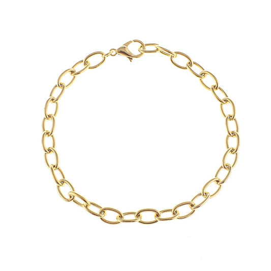Charm Bar Bracelets - Cable Link 18k Gold Plated