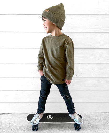 CLASSIC OLIVE TODDLER KNIT BEANIE