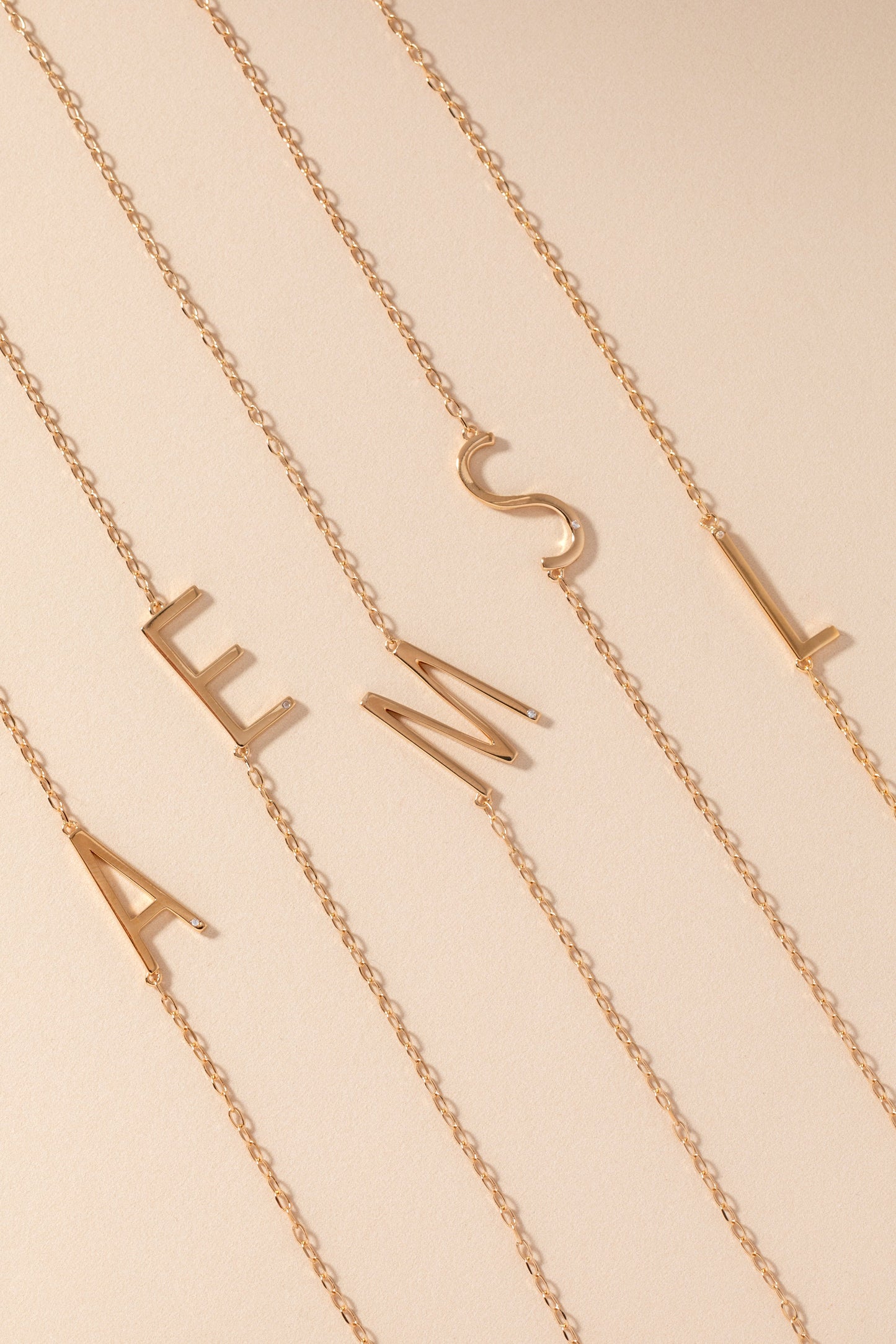 Initial M Precious Elongated Necklace