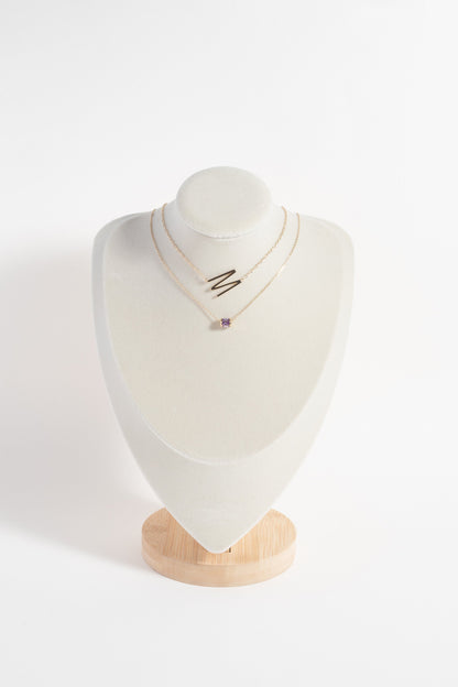 Initial M Precious Elongated Necklace