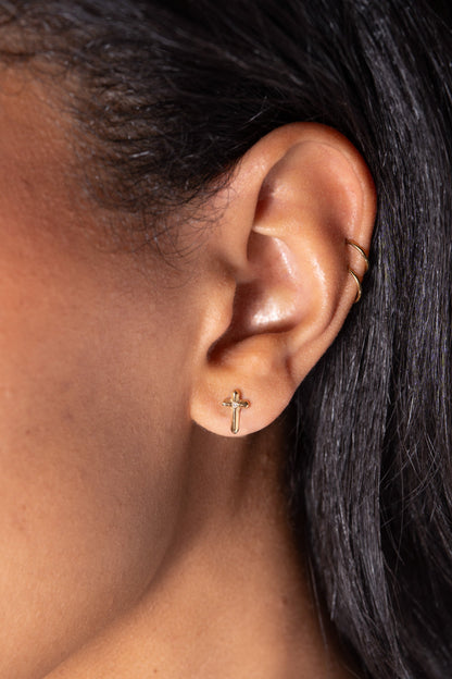 Crystal Cross Mini Stud Earrings