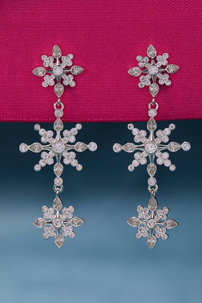 Crystal Snowflake Linear Earrings
