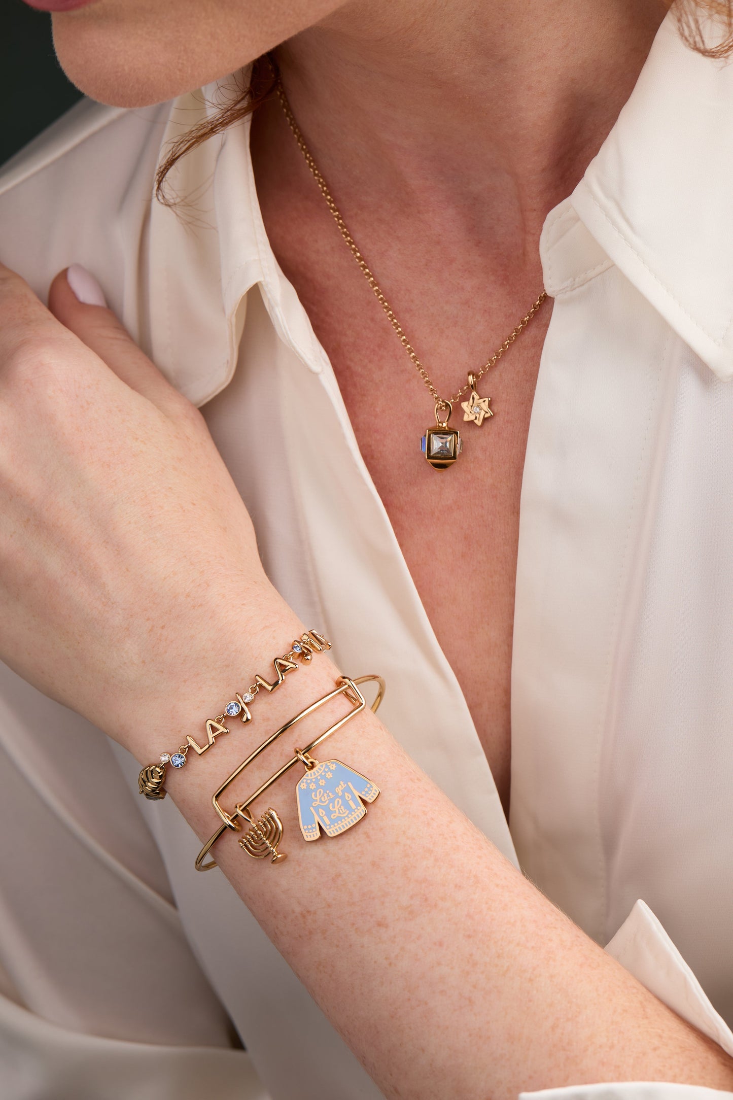 Hanukkah Star of David and Dreidel Pendant Necklace