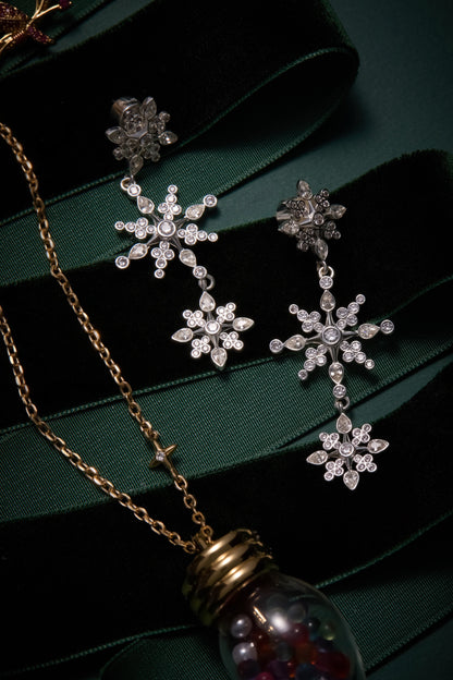 Crystal Snowflake Linear Earrings