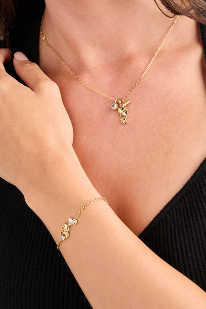 Aquarius Zodiac Charm Cluster Necklace