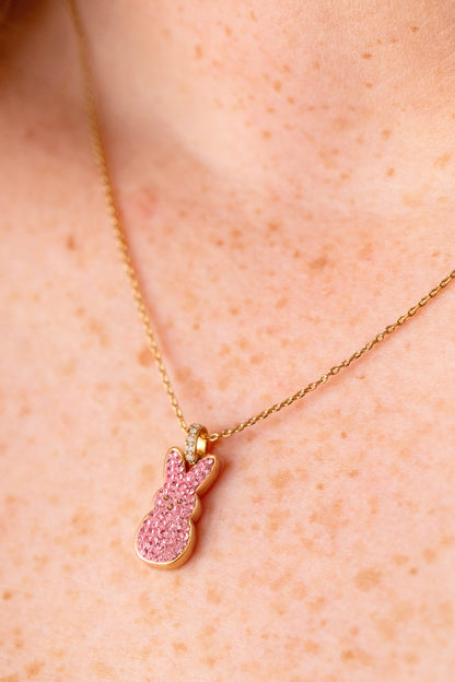 PEEPS® Pink Crystal Bunny Pendant Necklace