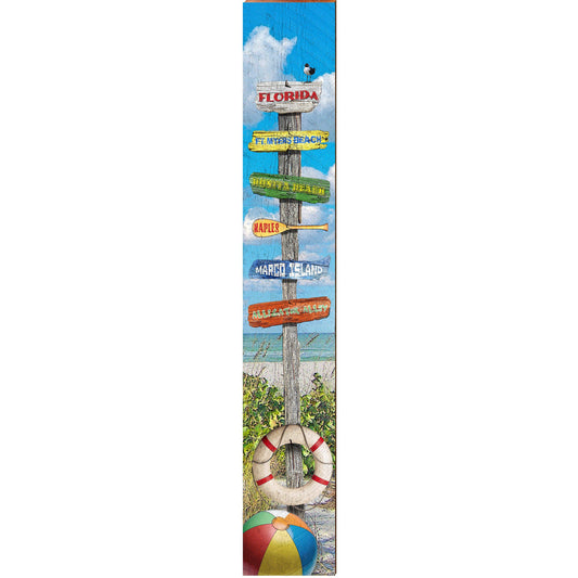 Florida Beach Directional | Wall Art Print on Real Wood