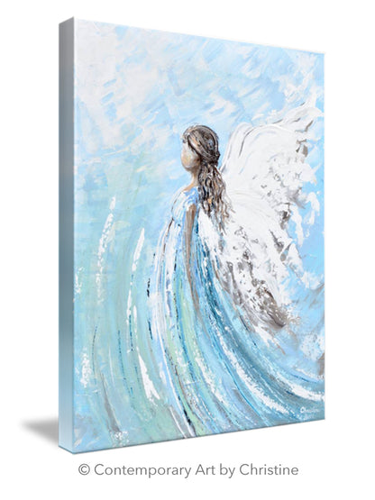 SPECIAL RELEASE GICLEE PRINT "Lifted by Grace" Abstract Angel Painting Modern Guardian Angel Canvas