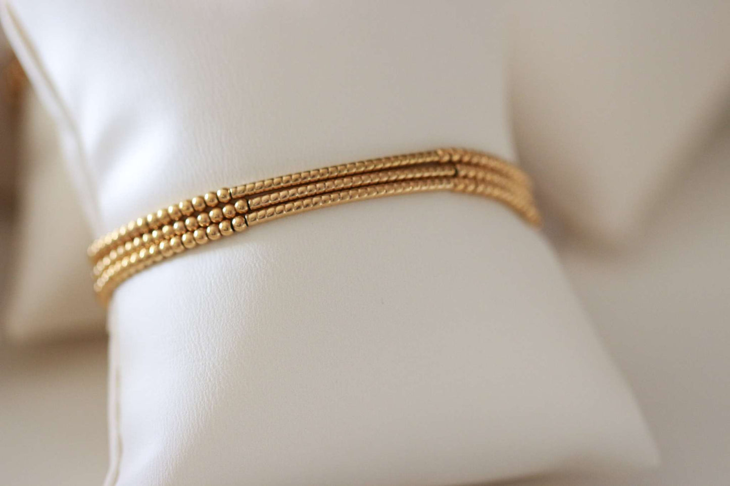 Golden Bar Beaded Bracelet 18k Gold Non Tarnish