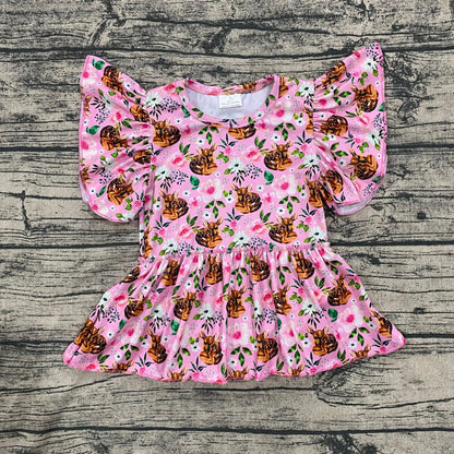 Pink fawn skirted romper