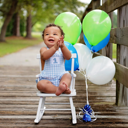 Baby Boy First Birthday Outfit – Smocked Blue Birthday Bubble