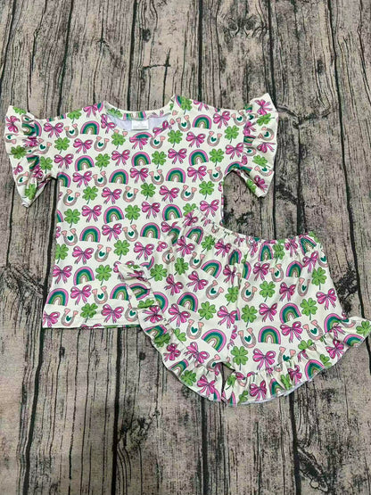 St Patty bows Ruffle set