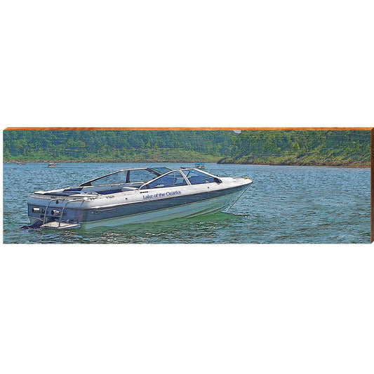 Lake of the Ozarks Speed Boat | Wall Art Print on Real Wood
