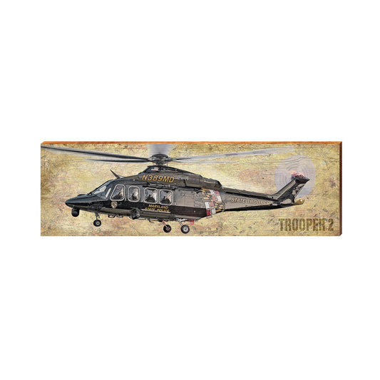 Trooper  Helicopter | Wall Art Print on Real Wood