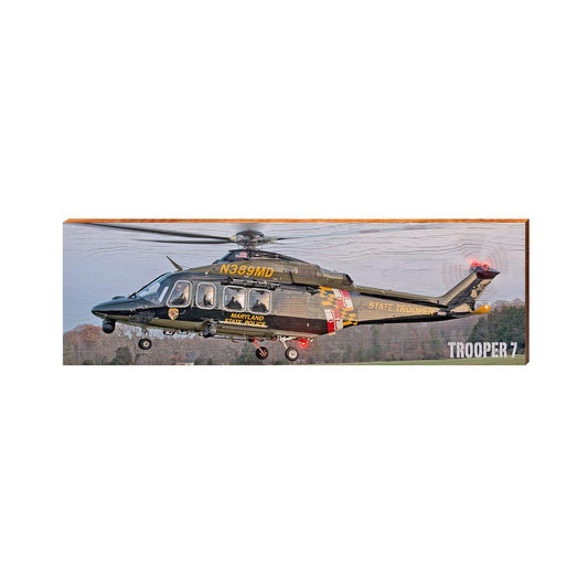 Trooper  Helicopter | Wall Art Print on Real Wood