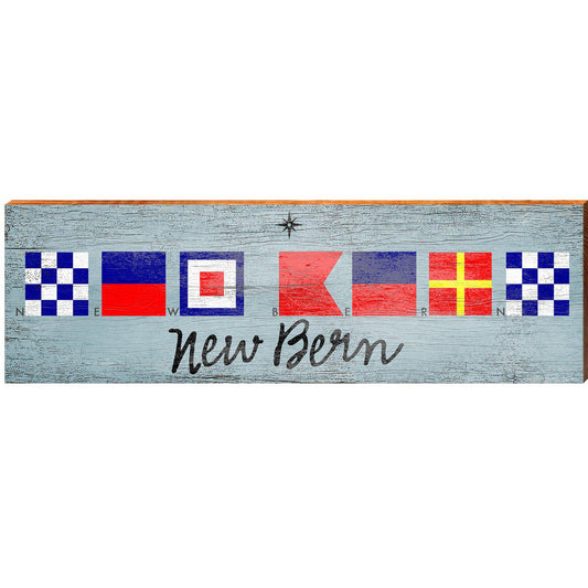 New Bern Nautical Flags | Wall Art Print on Real Wood