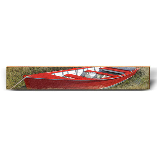 Rustic Red Boat | Wall Art Print on Real Wood
