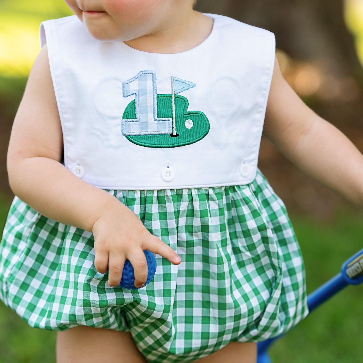 Baby Boy First Birthday Golf Outfit | Hole-In-One Reversible Golf Bubble