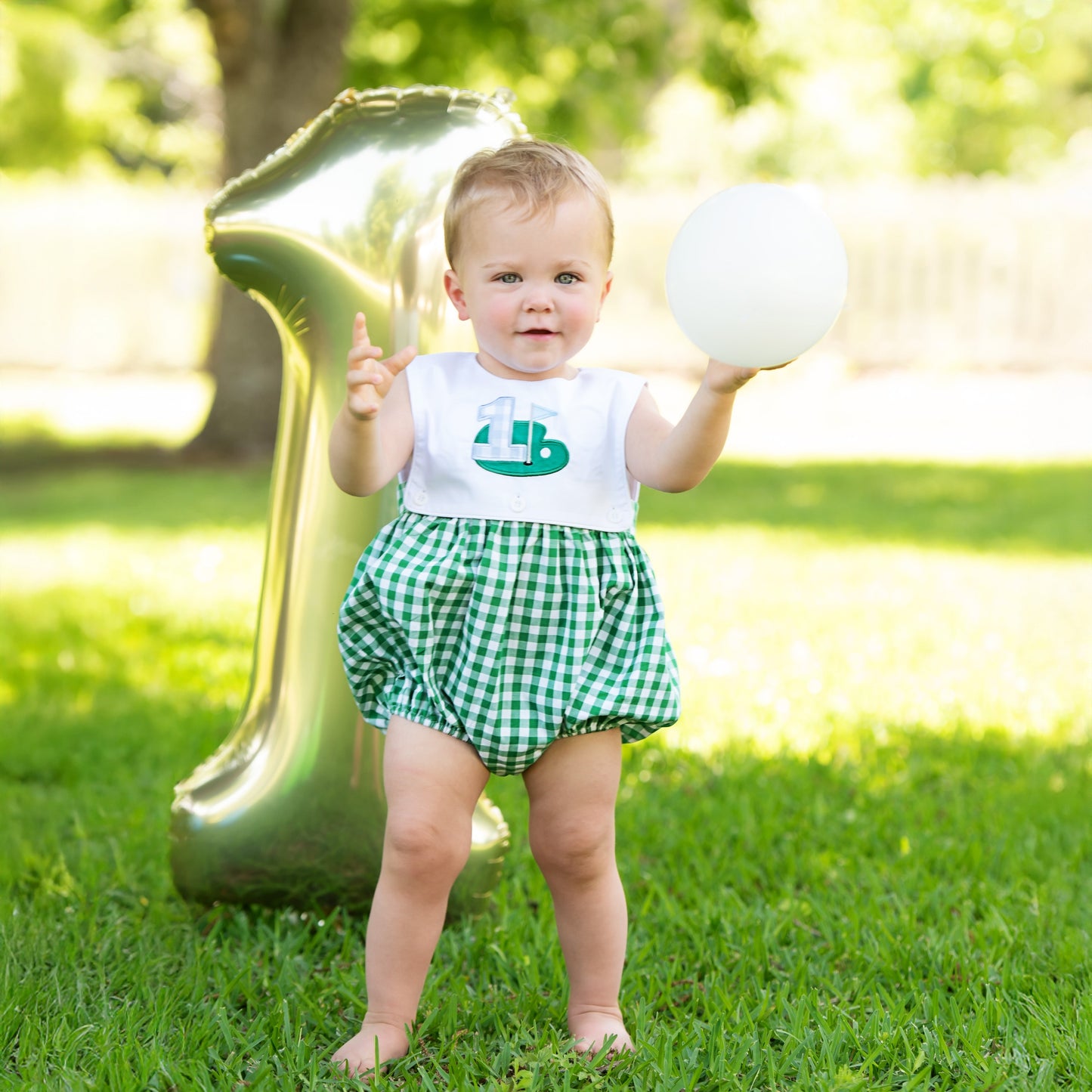 Baby Boy First Birthday Golf Outfit | Hole-In-One Reversible Golf Bubble