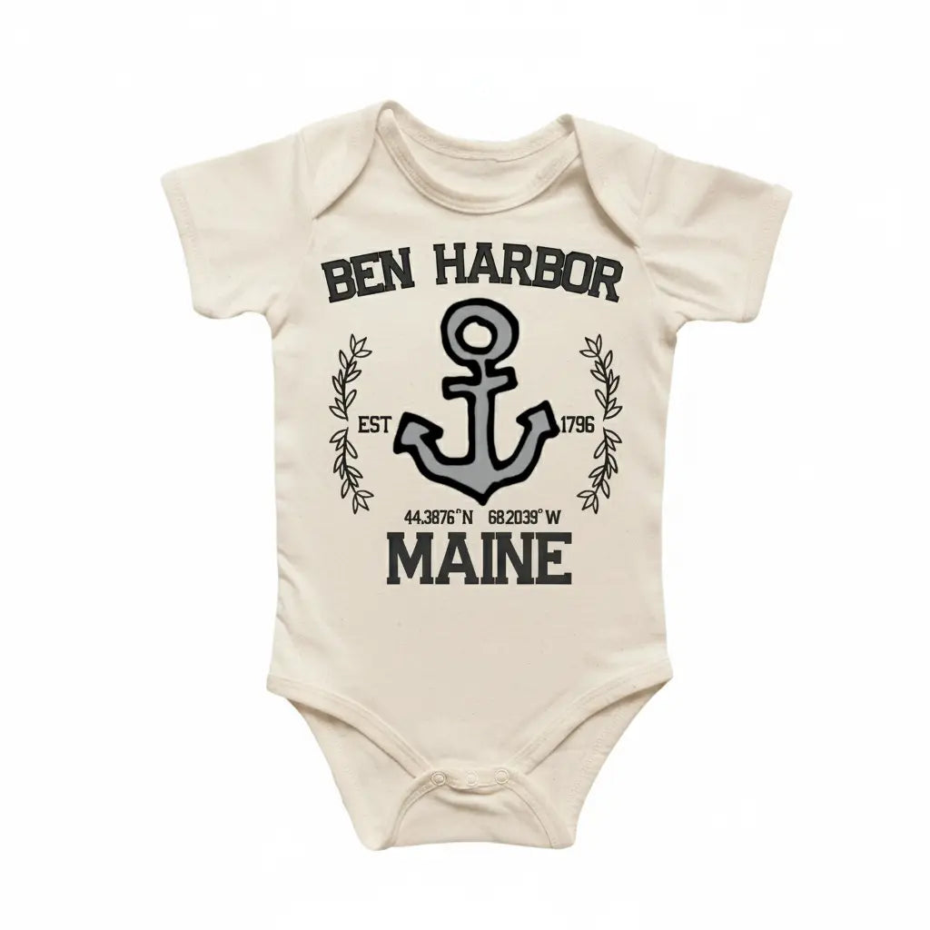 Ben Harbor Maine Newborn Gift Baby Onesie® Bodysuit