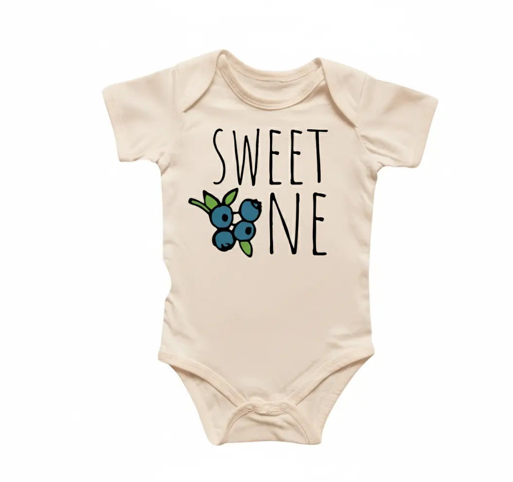 Blueberry Fruit Sweet One Newborn Baby Onesie® Bodysuit
