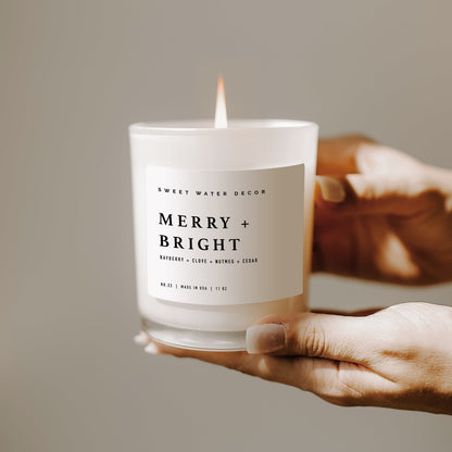 Merry and Bright Soy Candle - White Jar - 11 oz