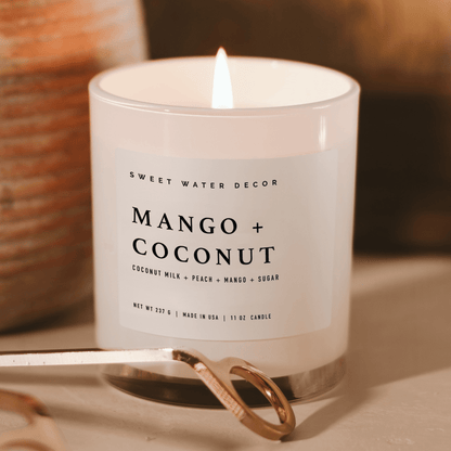Mango and Coconut Soy Candle - White Jar - 11 oz