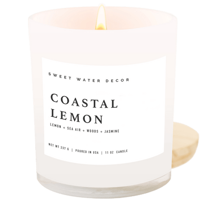 Coastal Lemon Soy Candle - White Jar - 11 oz
