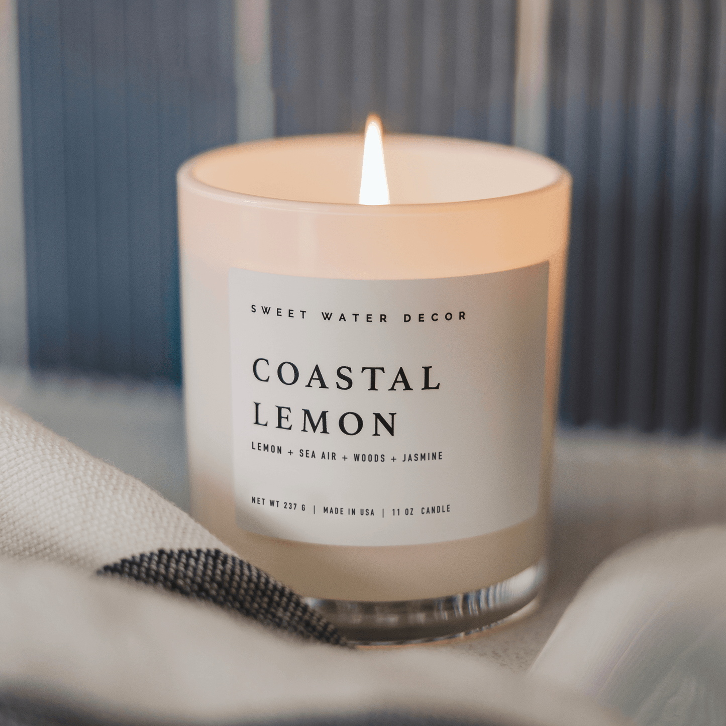 Coastal Lemon Soy Candle - White Jar - 11 oz