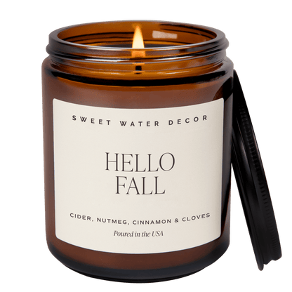 Hello Fall Soy Candle - Amber Jar - 9 oz