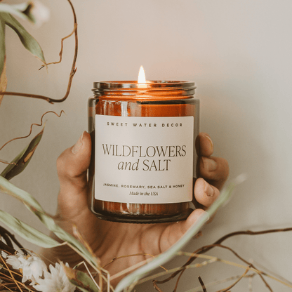 Wildflowers and Salt Soy Candle - Amber Jar - 9 oz