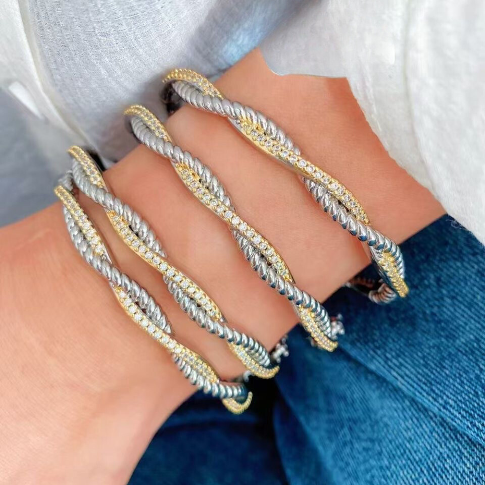 Twisted Duo Bracelet Mixed Metal Water Resistant Non Tarnish