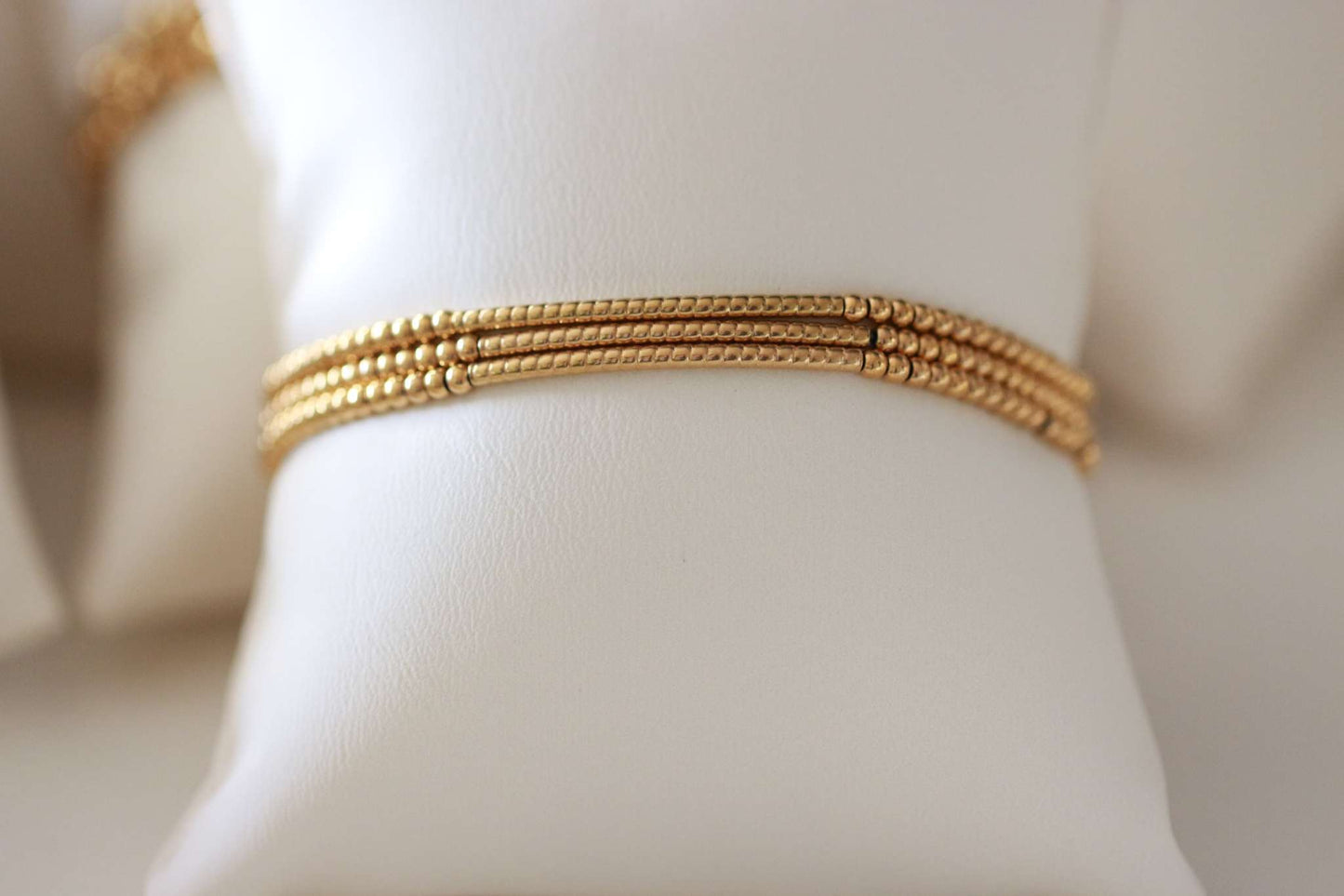 Golden Bar Beaded Bracelet 18k Gold Non Tarnish