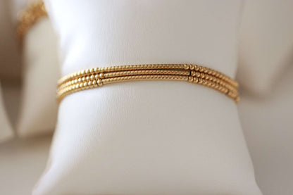 Golden Bar Beaded Bracelet 18k Gold Non Tarnish