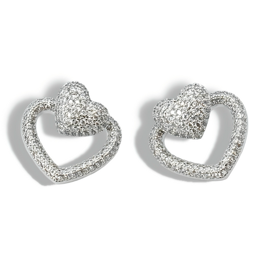 Open Heart Silver Stud