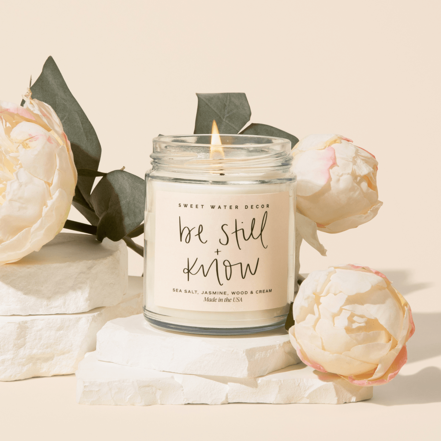 Be Still and Know Soy Candle - Clear Jar - 9 oz (Spa Day)