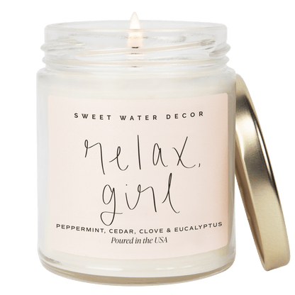 Relax, Girl Soy Candle - Clear Jar - 9 oz (Relaxation)