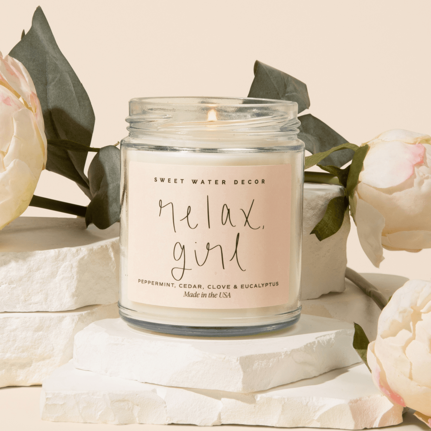 Relax, Girl Soy Candle - Clear Jar - 9 oz (Relaxation)