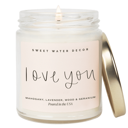 Love You Soy Candle - Clear Jar - 9 oz