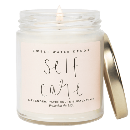 Self Care Soy Candle - Clear Jar - 9 oz (Lavender and Eucalyptus, Calm and Comfort)