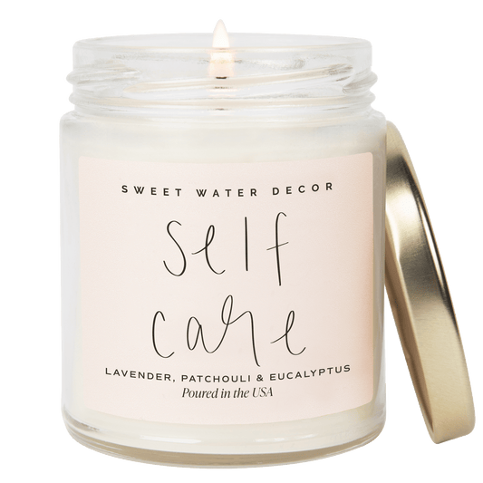 Self Care Soy Candle - Clear Jar - 9 oz (Lavender and Eucalyptus, Calm and Comfort)