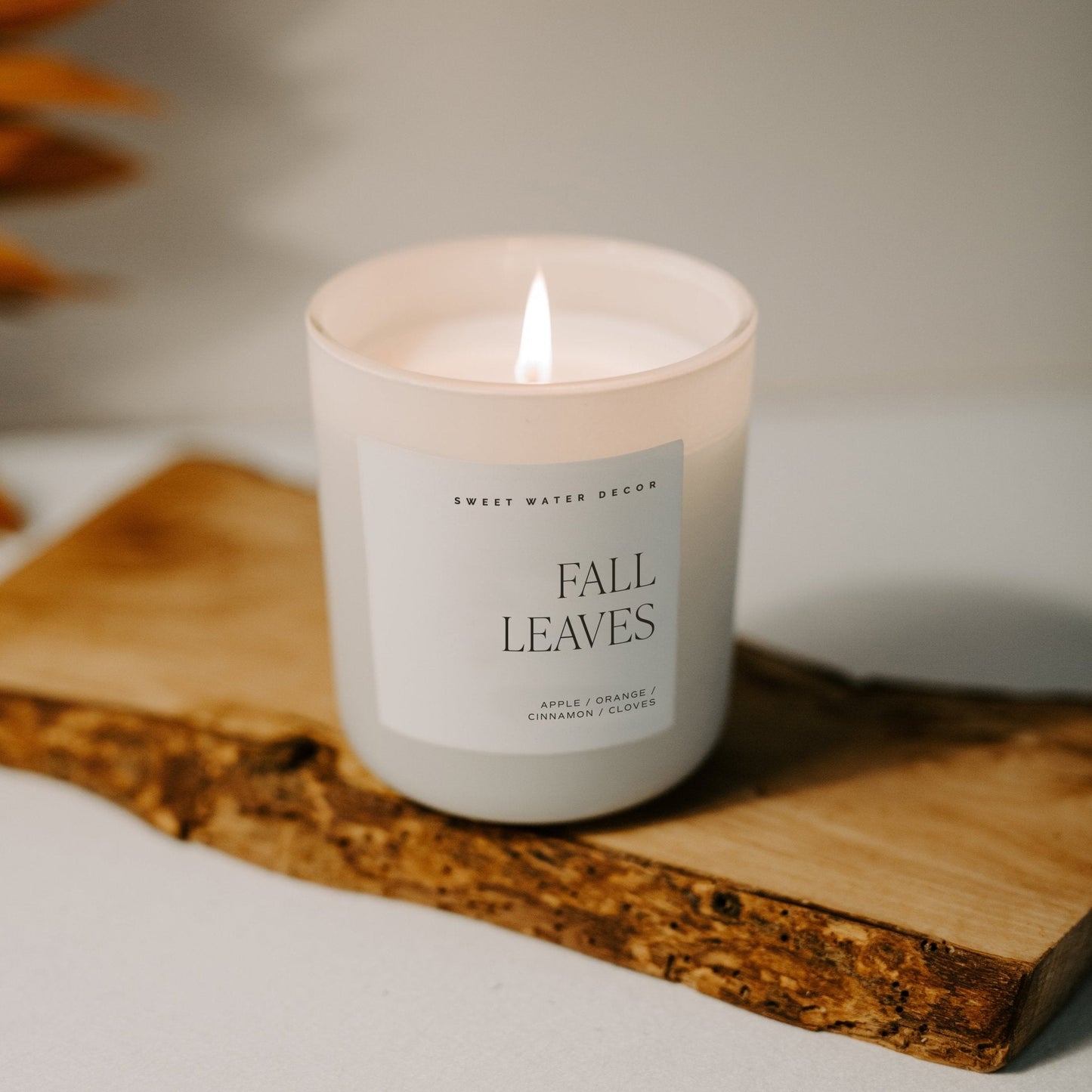 Fall Leaves Soy Candle - Tan Matte Jar - 15 oz