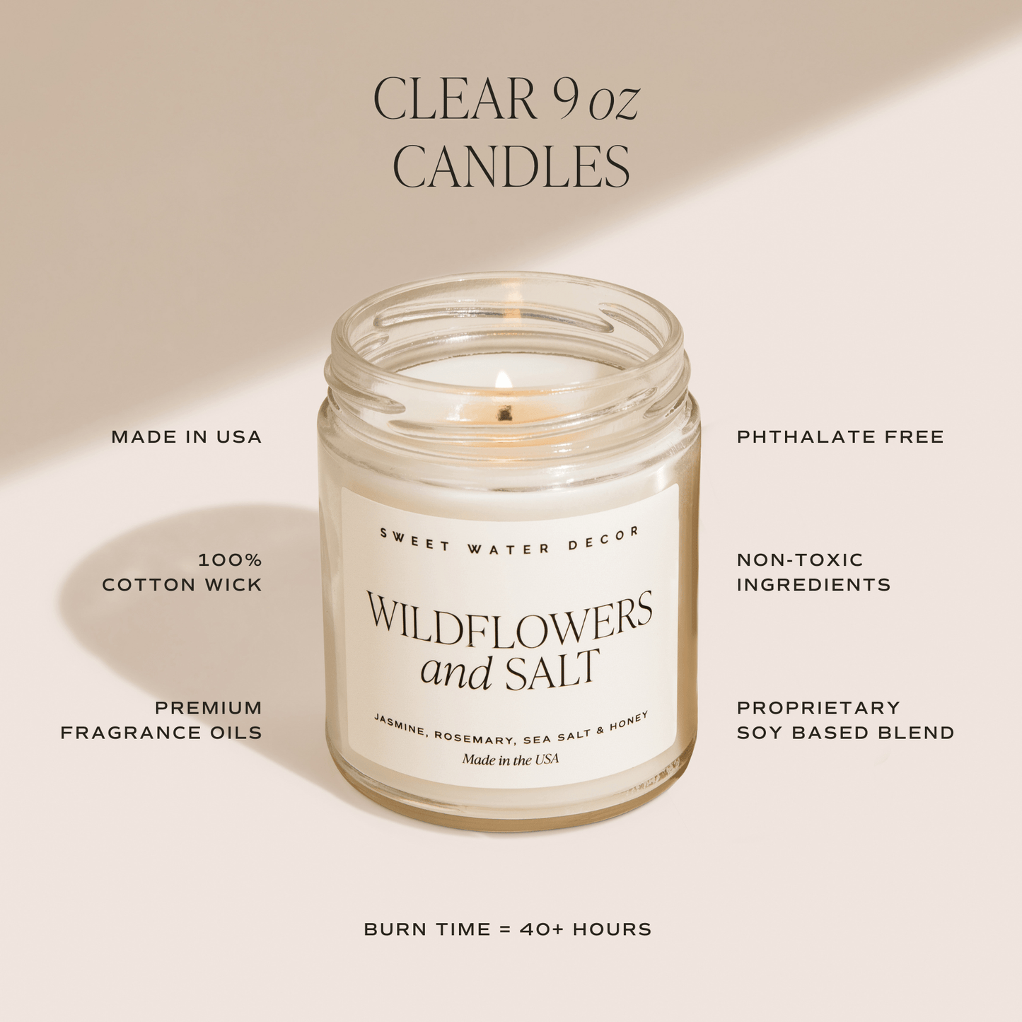 Coastal Lemon Soy Candle - Clear Jar - 9 oz
